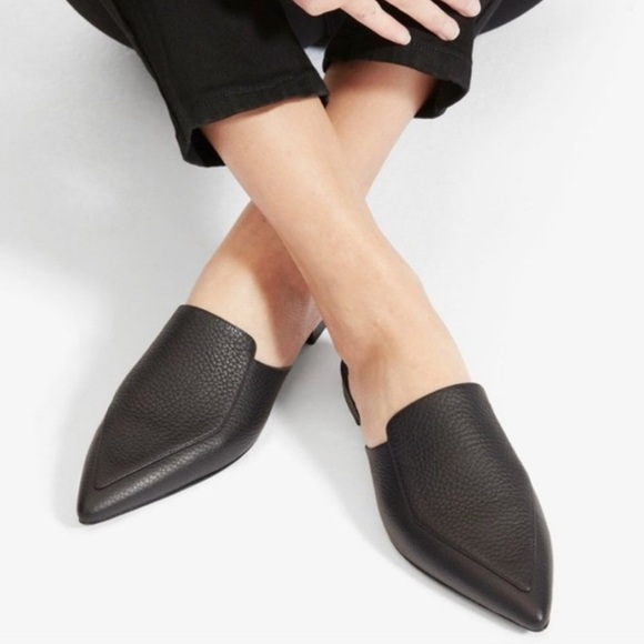 Everlane Shoes - Everlane Boss Mule in Grained Pebbled Black Leather